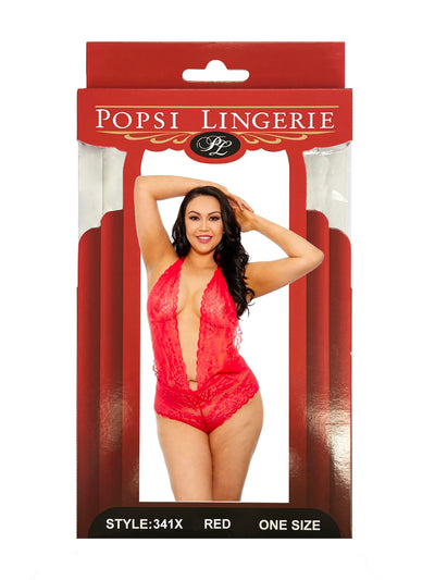 Lace Crotchless Teddy Plus Size (BOXED)