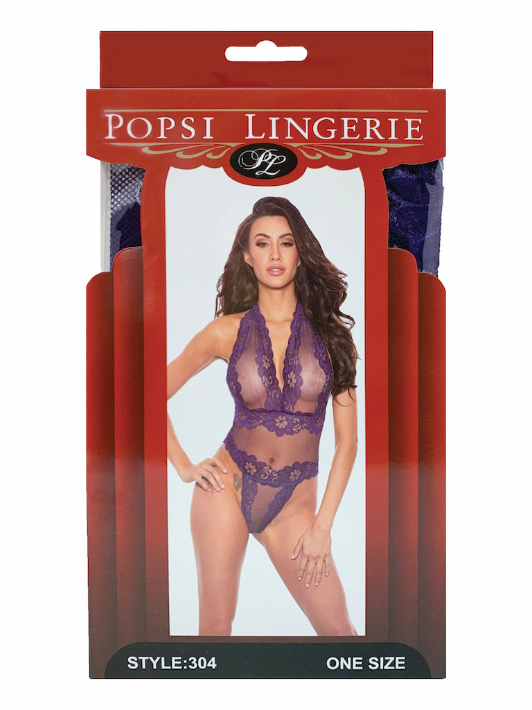 Purple Lace And Mesh Teddy (BOXED)