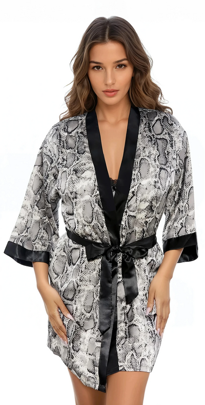 Satin Print Kimono Robe
