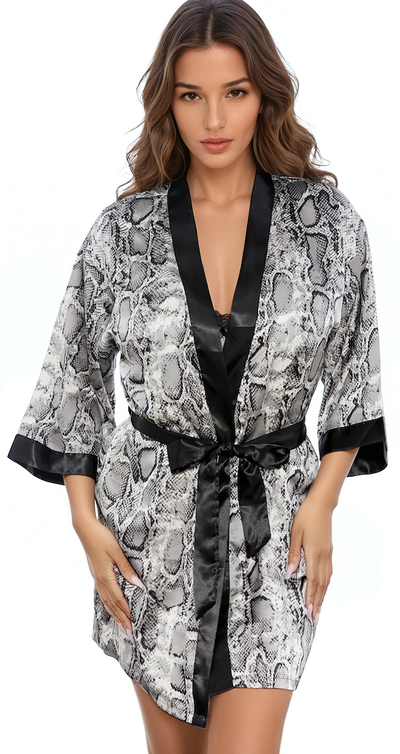 Satin Print Kimono Robe