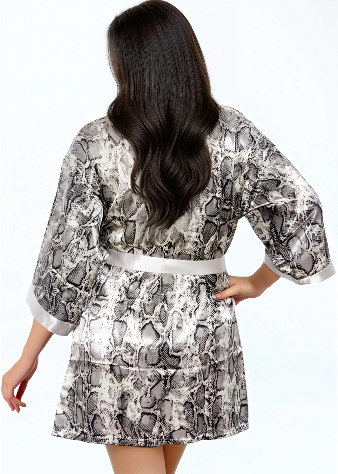 Satin Print Kimono Robe Plus-Size