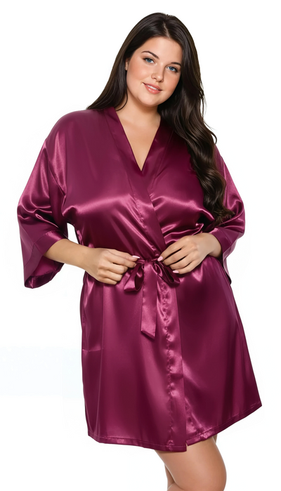 Satin Kimono Robe Plus Size