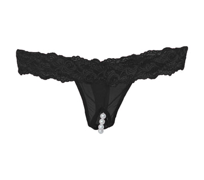 Lace Crotchless Pearl Panty Plus Size