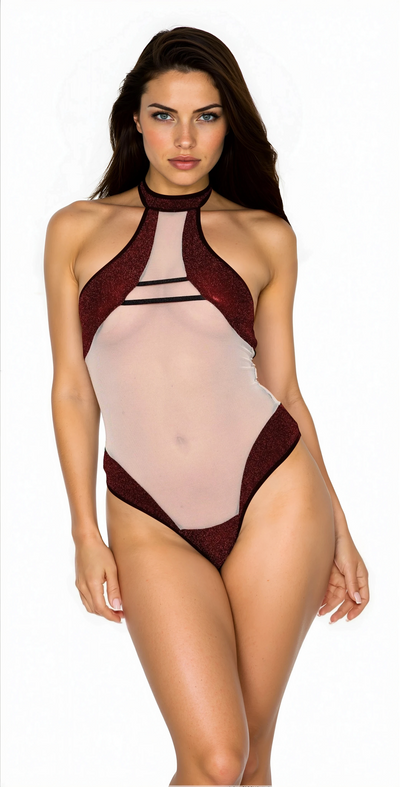 Sparkle Mesh Halter Bodysuit
