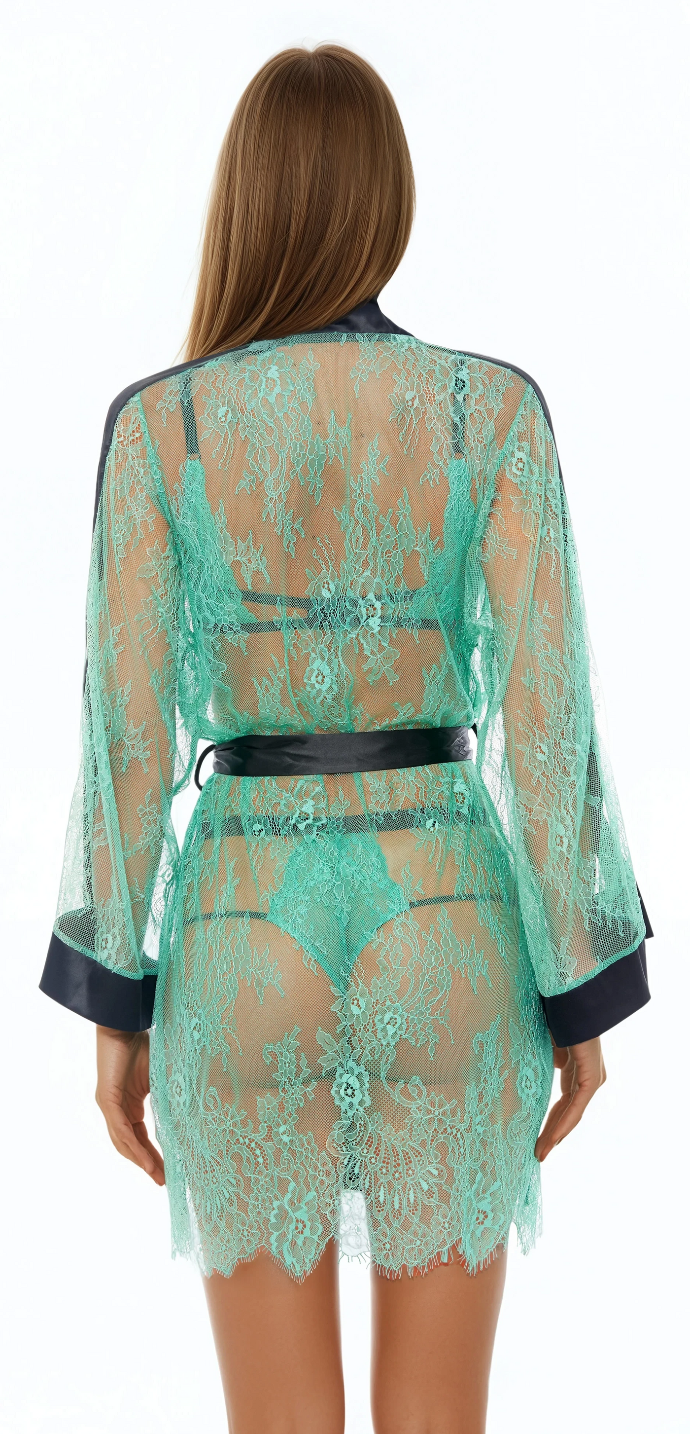 Green And Black Lace Robe