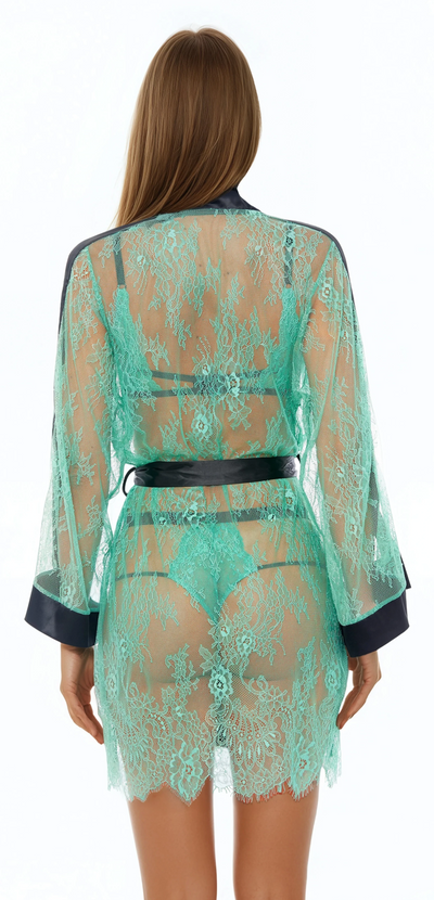 Green And Black Lace Robe