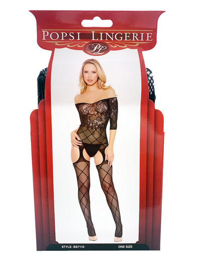 Fishnet And Lace Bodystocking With Legs