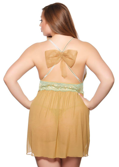 Two Ton Mustard Babydoll Set Plus Size