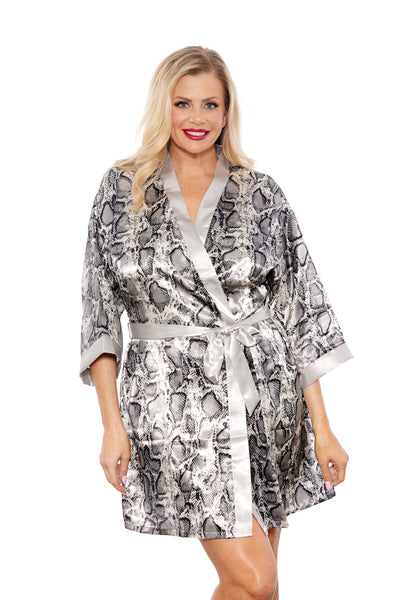 Satin Print Kimono Robe Plus-Size