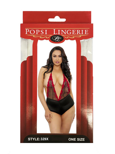 Lace And Satin Teddy Plus Size (BOXED)