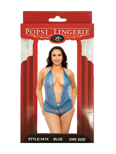 Lace crotchless teddy plus size Boxed