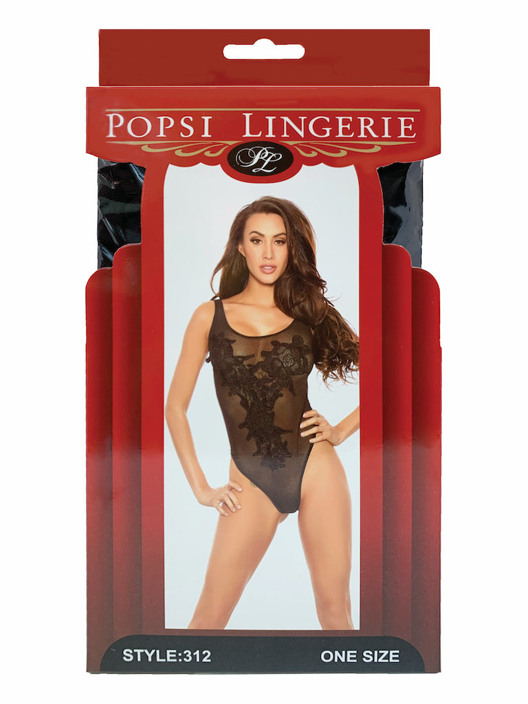 Black Embroidery Sheer Teddy (BOXED)