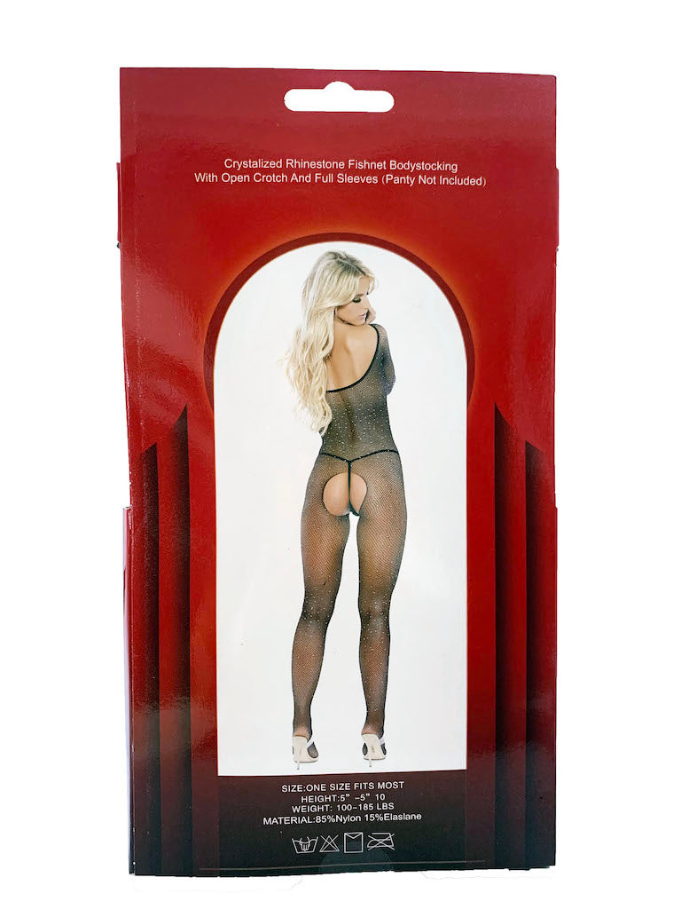 Rhinestone Fishnet Full Body With Sleeves Bodystocking (BOXED) – Popsi  Lingerie