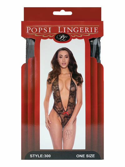 Black Open Front Lace Teddy (BOXED)