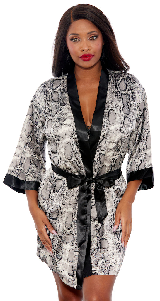 Satin Print Kimono Robe